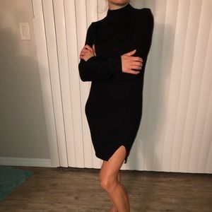 Black long sleeve sweater dress